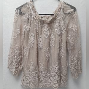 She + Sky Lace overlay Blouse sz. S